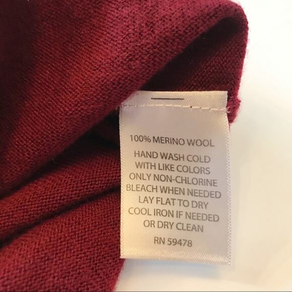 Marshalls Kenar 100% Merino Wool Faux Leather Long Sleeve Blouse Large Red - Picture 3 of 8